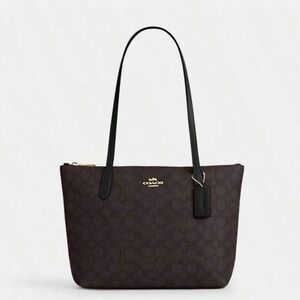 Coach Dark Brown Signature Tote